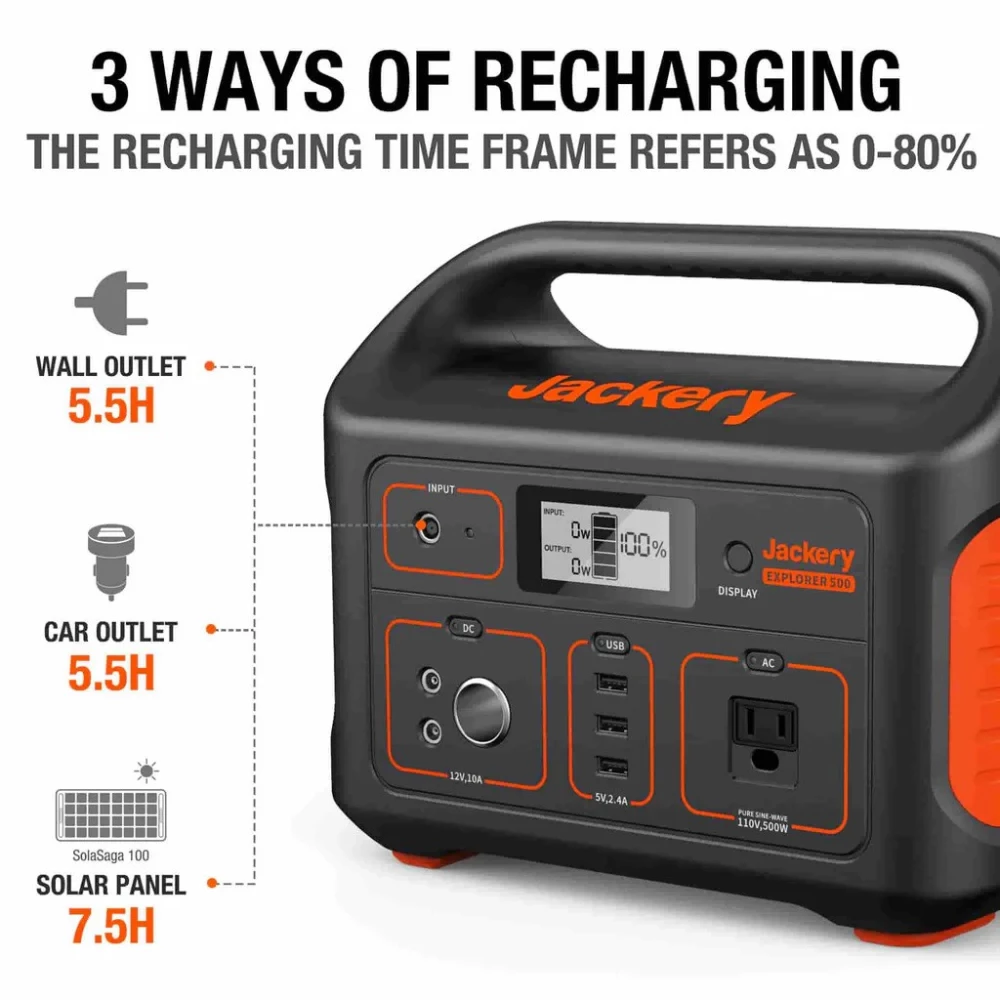 Зарядна станція Jackery Explorer 500Wh 143889mAh 500W Black/Orange  