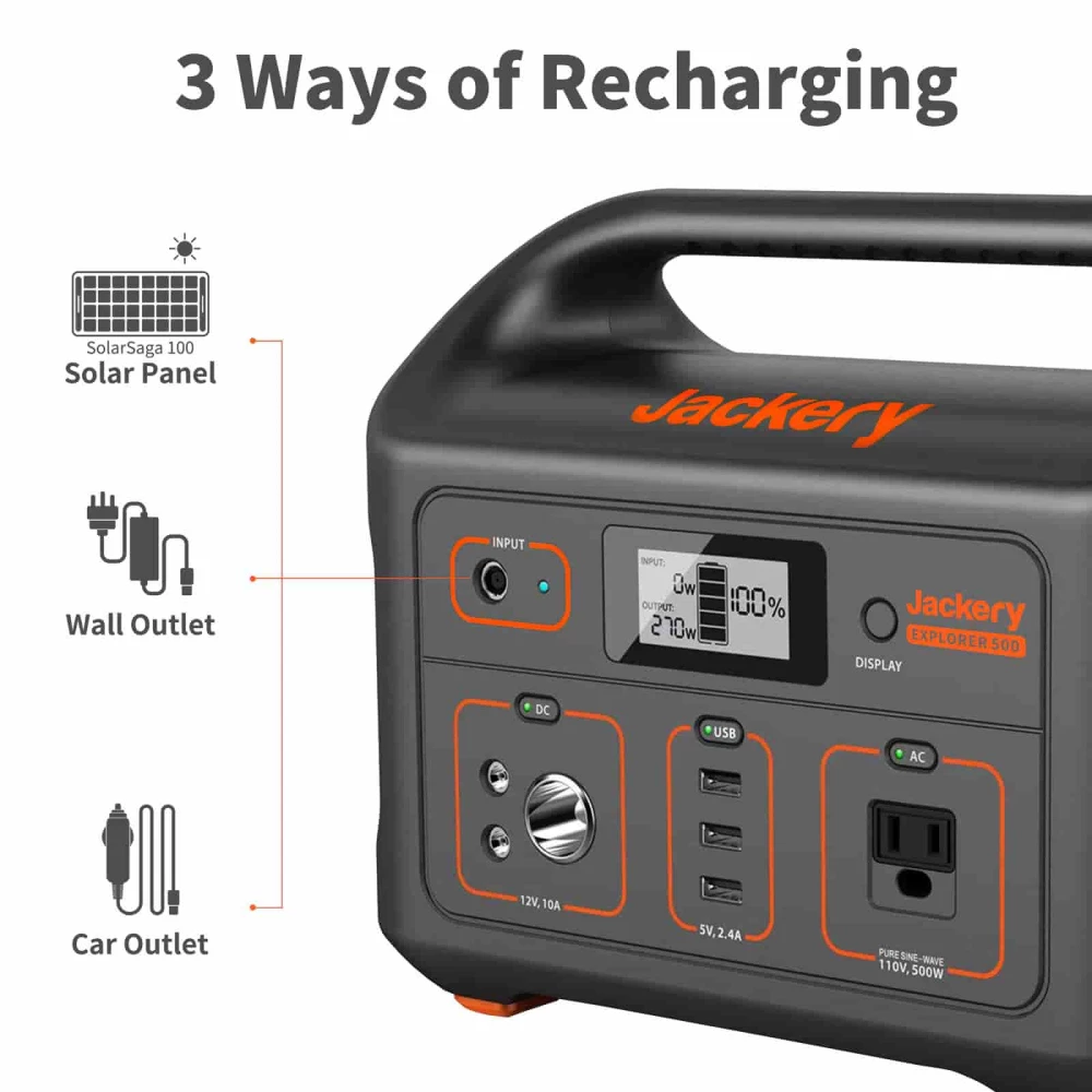 Зарядна станція Jackery Explorer 500Wh 143889mAh 500W Black/Orange  