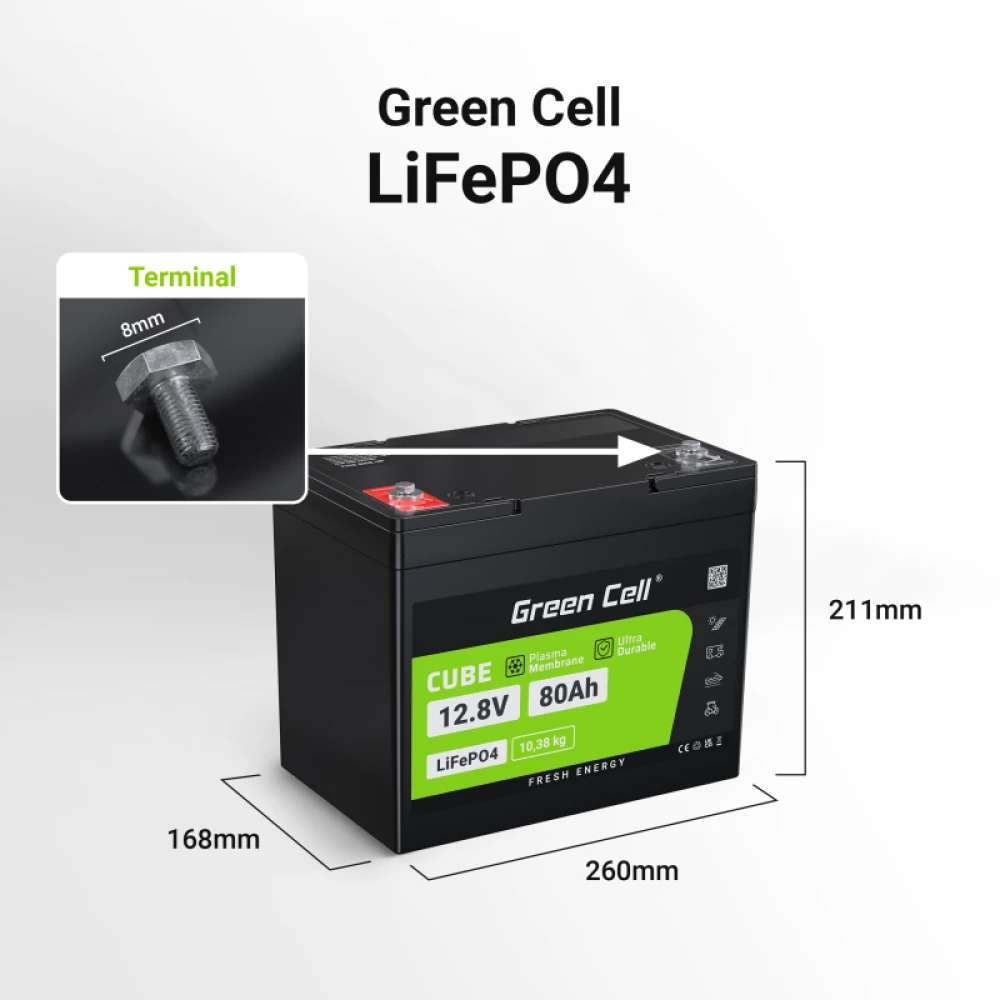 Акумулятор LiFePO4 Green Cell 12.8V 80Ah