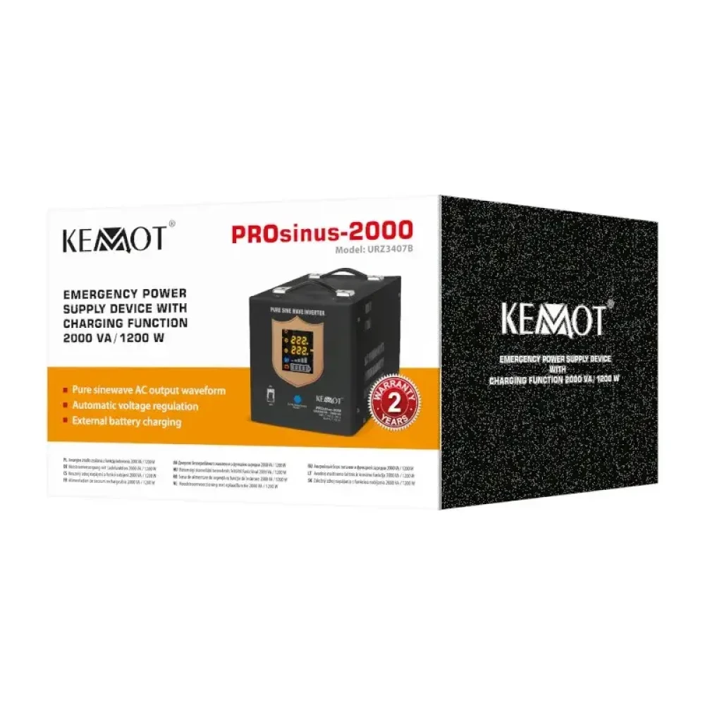 ДБЖ KEMOT PROsinus-2000 12V 2000VA/1200W Чорний